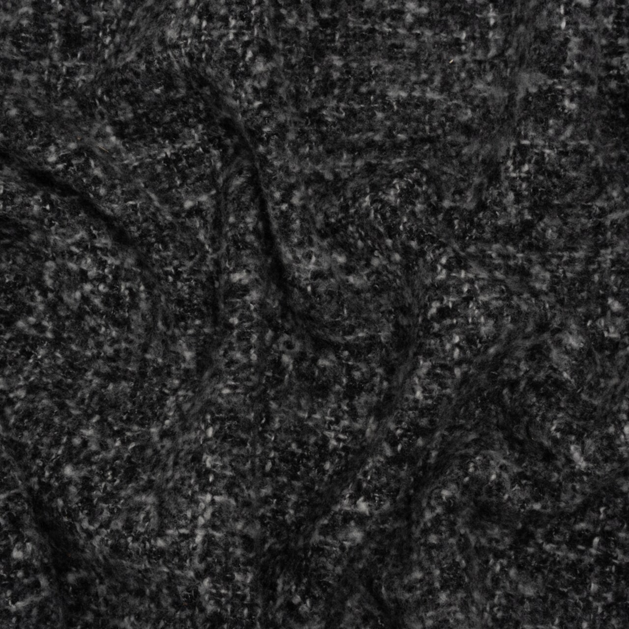 1 Yard Plush Brushed Wool and Alpaca Boucle Coating Made in Italy - Black and White Heathered – Deadstock 60’’ Width